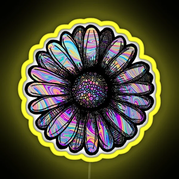 Rainbow Swirl Flower RGB Neon Sign
