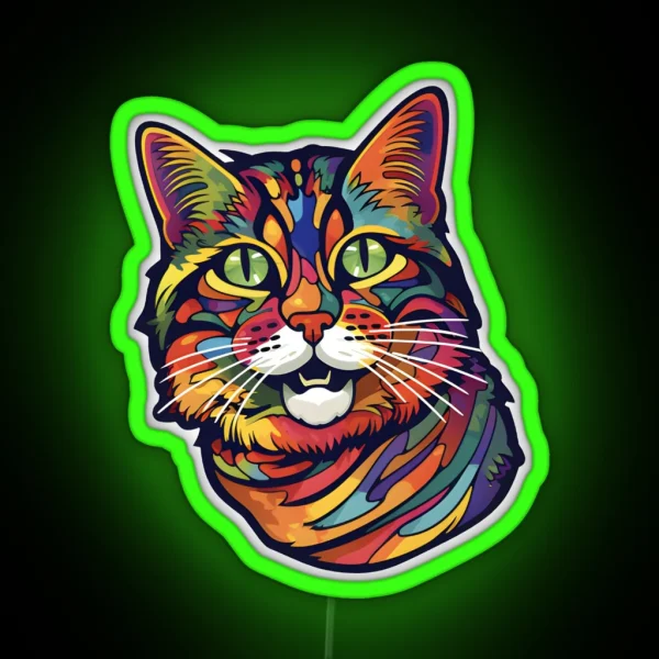 Rainbow Tabby Cat RGB Neon Sign
