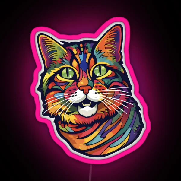 Rainbow Tabby Cat RGB Neon Sign