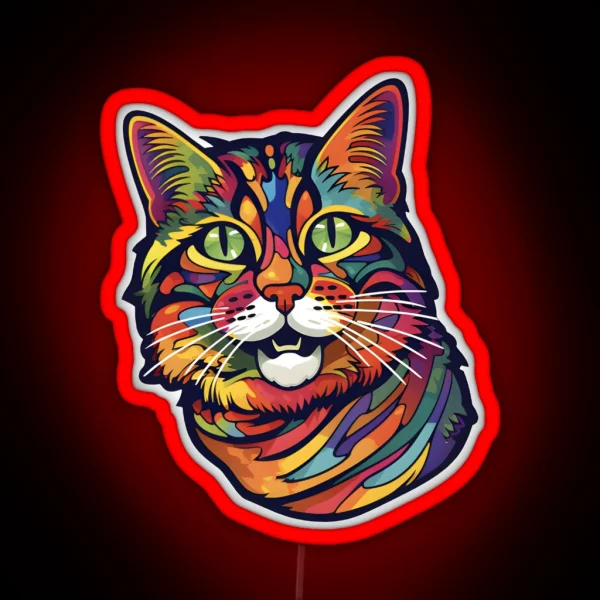 Rainbow Tabby Cat RGB Neon Sign
