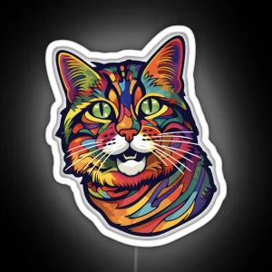 Rainbow Tabby Cat RGB Neon Sign