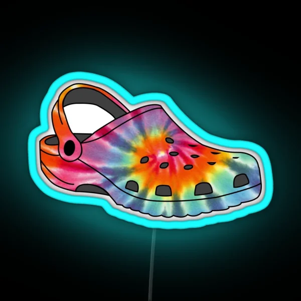 Rainbow Tie Dye Crocs RGB Neon Sign