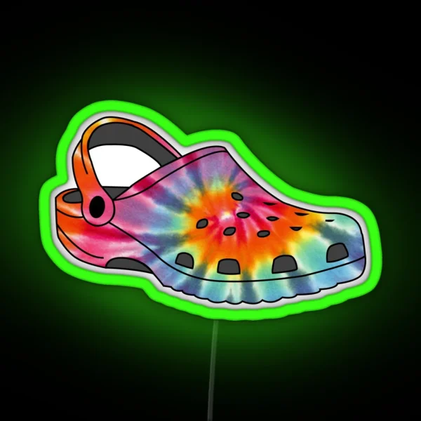 Rainbow Tie Dye Crocs RGB Neon Sign