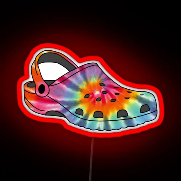 Rainbow Tie Dye Crocs RGB Neon Sign