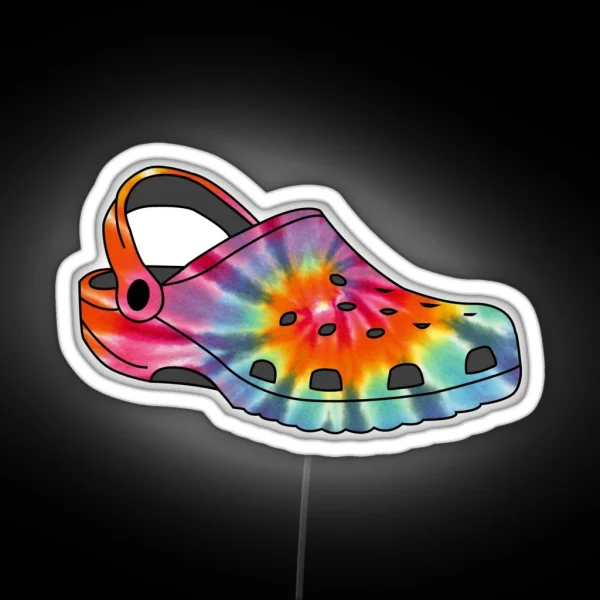 Rainbow Tie Dye Crocs RGB Neon Sign