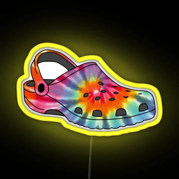Rainbow Tie Dye Crocs RGB Neon Sign