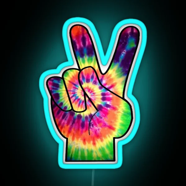 Rainbow Tie Dye Peace Sign RGB Neon Sign