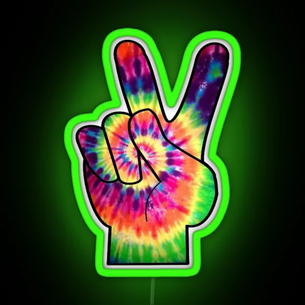 Rainbow Tie Dye Peace Sign RGB Neon Sign