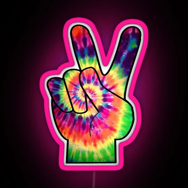 Rainbow Tie Dye Peace Sign RGB Neon Sign