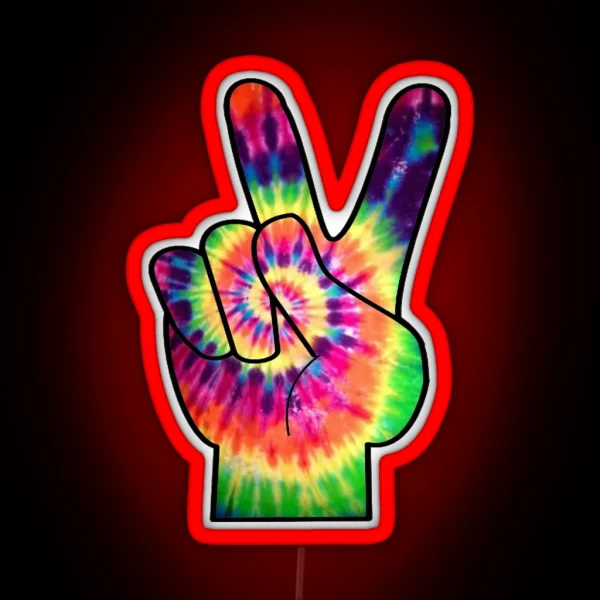 Rainbow Tie Dye Peace Sign RGB Neon Sign
