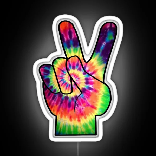 Rainbow Tie Dye Peace Sign RGB Neon Sign
