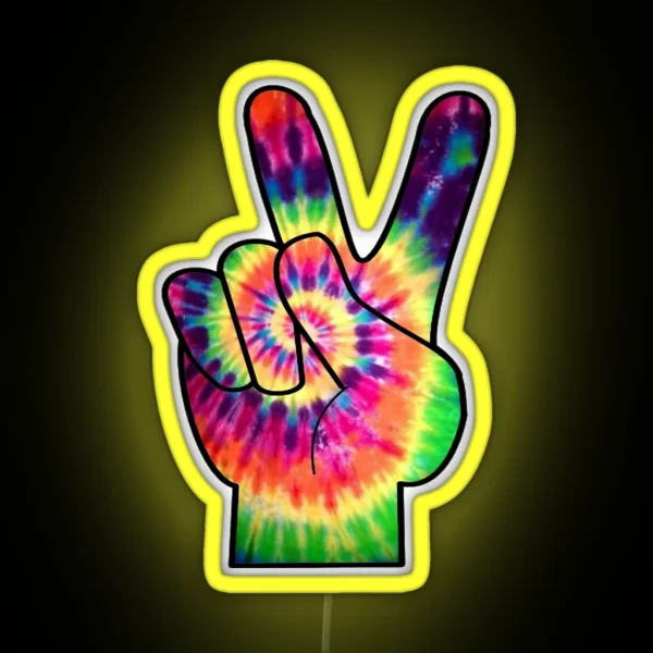 Rainbow Tie Dye Peace Sign RGB Neon Sign