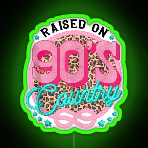 Raised On 90 S Country Vintage Cow Look Tank Top RGB Neon Sign