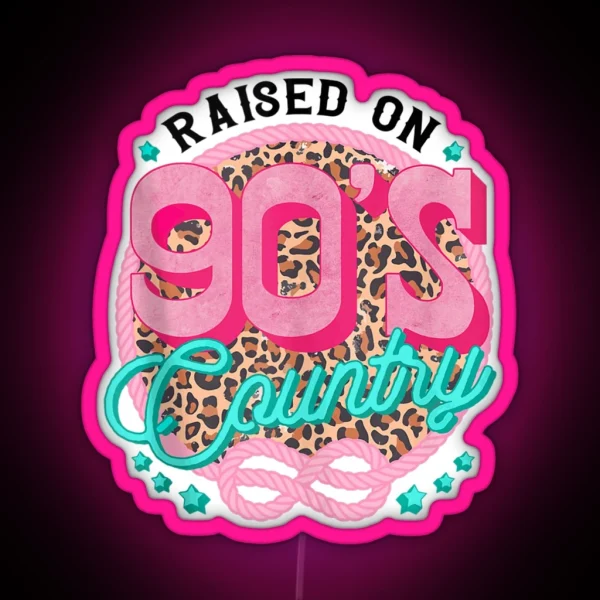 Raised On 90 S Country Vintage Cow Look Tank Top RGB Neon Sign