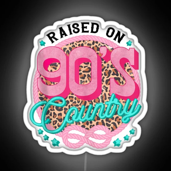 Raised On 90 S Country Vintage Cow Look Tank Top RGB Neon Sign