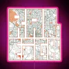 Raleigh North Carolina City Map Bohemian Style Neon RGB Sign Artwork