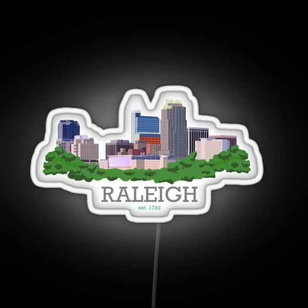 Raleigh City Skyline With Words RGB Neon Sign