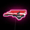 Personalized Raleigh North Carolina City Street Sign with Colorful Neon Lighting