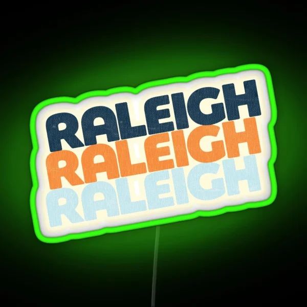 Raleigh NC Retro Stack RGB Neon Sign
