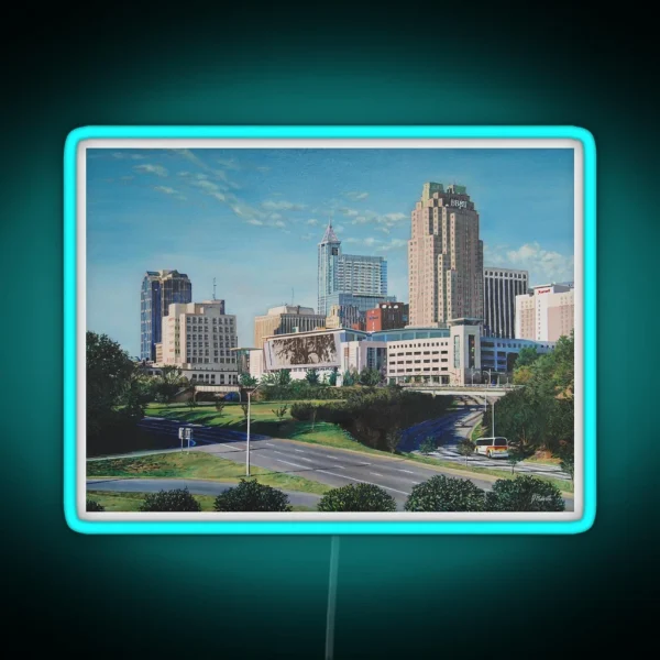 Raleigh NC Skyline Art Print RGB Neon Sign
