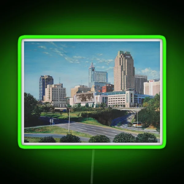 Raleigh NC Skyline Art Print RGB Neon Sign