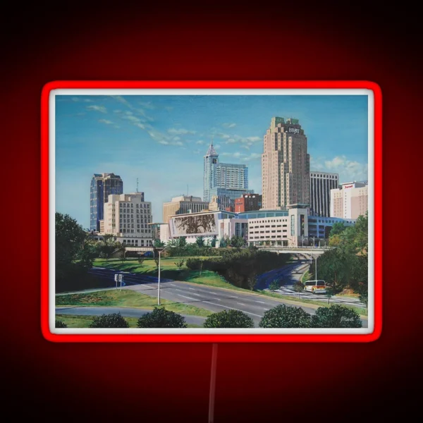 Raleigh NC Skyline Art Print RGB Neon Sign