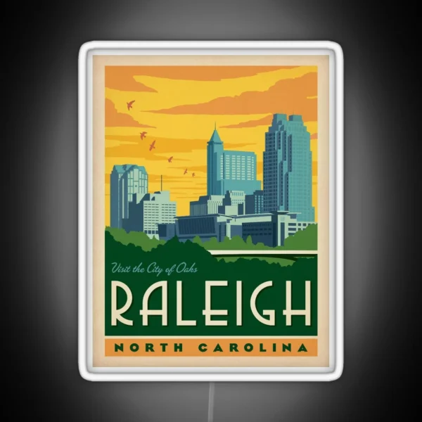 Raleigh North Carolina City Of Oaks RGB Neon Sign