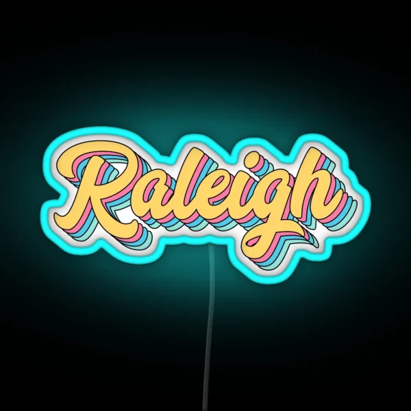 Raleigh Retro Yellow Script RGB Neon Sign