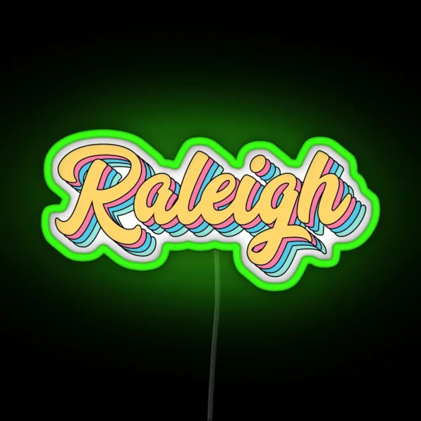 Raleigh Retro Yellow Script RGB Neon Sign