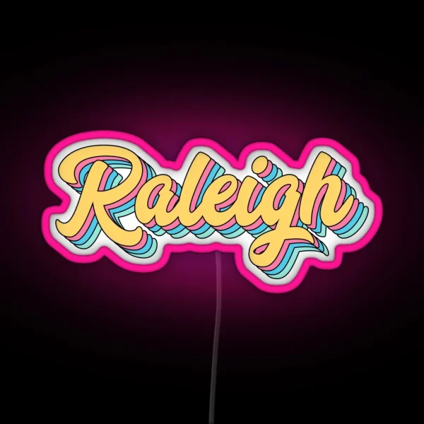 Raleigh Retro Yellow Script RGB Neon Sign