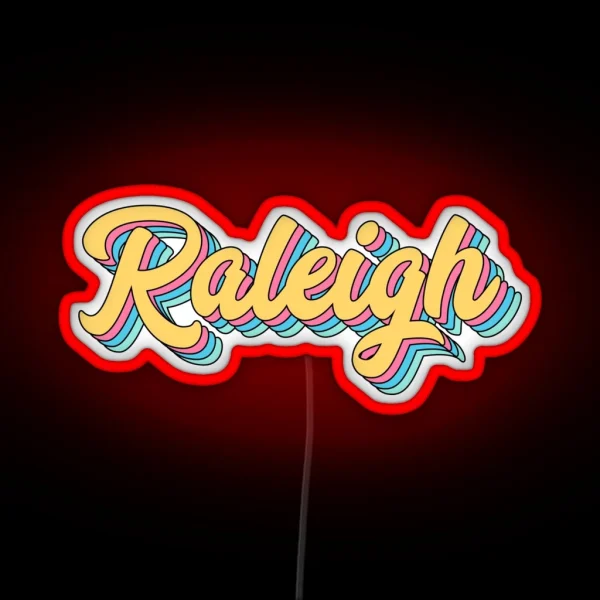 Raleigh Retro Yellow Script RGB Neon Sign