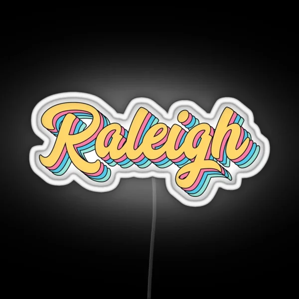Raleigh Retro Yellow Script RGB Neon Sign