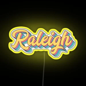 Raleigh Retro Yellow Script RGB Neon Sign