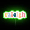 Raleigh City Map with Vibrant RGB Neon Light Sign Decor