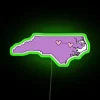 Raleigh to Greenville Distance Measured with Vibrant RGB Neon Sign Artwork