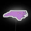 Customizable Raleigh to Greenville city map with vibrant RGB lighting.