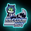 Neon-lit robotic raccoon mascot with colorful glowing LED accents lighting.
