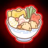 Neon sign featuring an adorable ramen-loving cat in colorful glory.