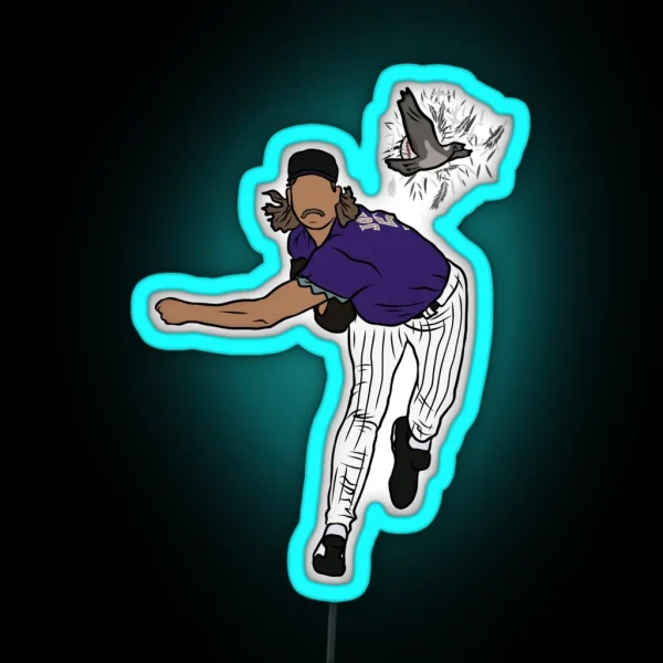 Randy Johnson Hits The Bird RGB Neon Sign