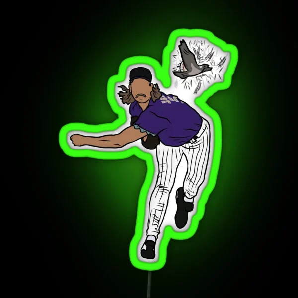 Randy Johnson Hits The Bird RGB Neon Sign