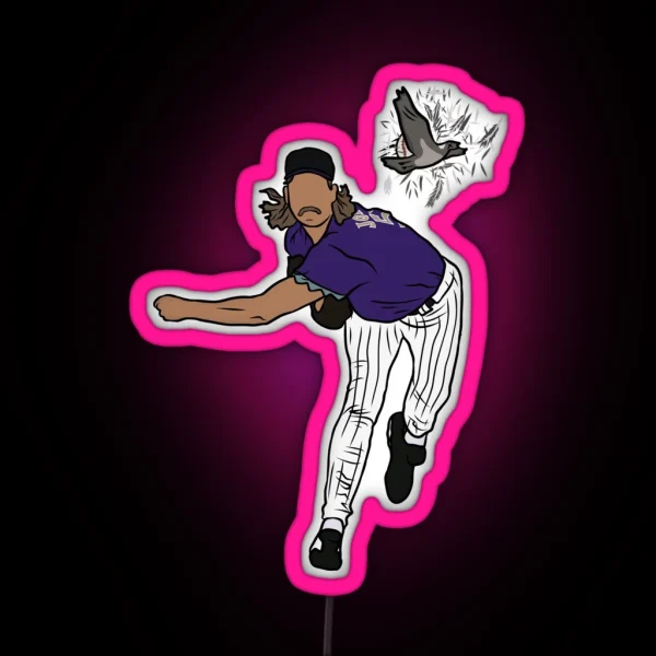 Randy Johnson Hits The Bird RGB Neon Sign