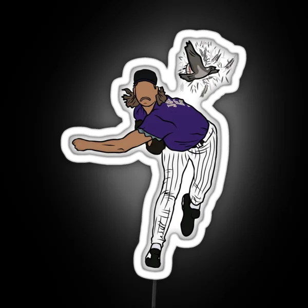 Randy Johnson Hits The Bird RGB Neon Sign