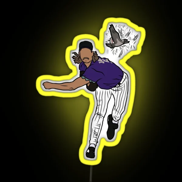 Randy Johnson Hits The Bird RGB Neon Sign