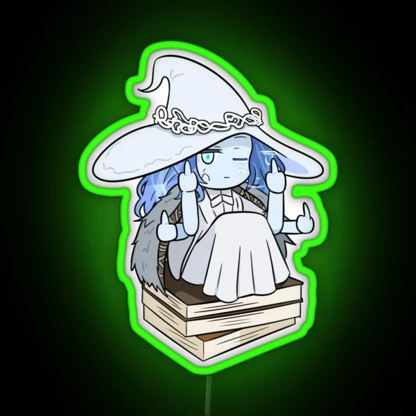 Ranni The Witch Elden Ring Cute Chibi Blue Skin Blue Hair RGB Neon Sign