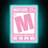 Neon Pink Rated M Sign, Perfect for Adults Only Decorations
