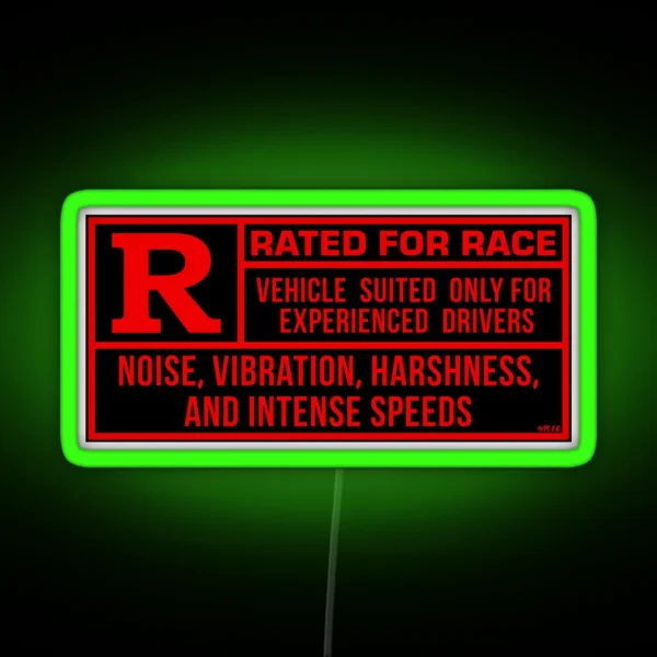 Rated R For Race Black Red RGB Neon Sign