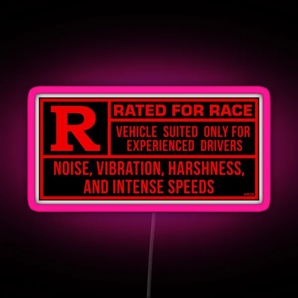 Rated R For Race Black Red RGB Neon Sign