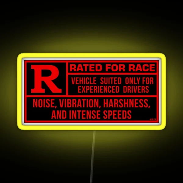 Rated R For Race Black Red RGB Neon Sign