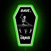 Neon Rave Party Sign with Skeletal DJ in Rainbow Colours
