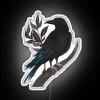 Elegant raven silhouette in vibrant RGB neon lighting ambiance